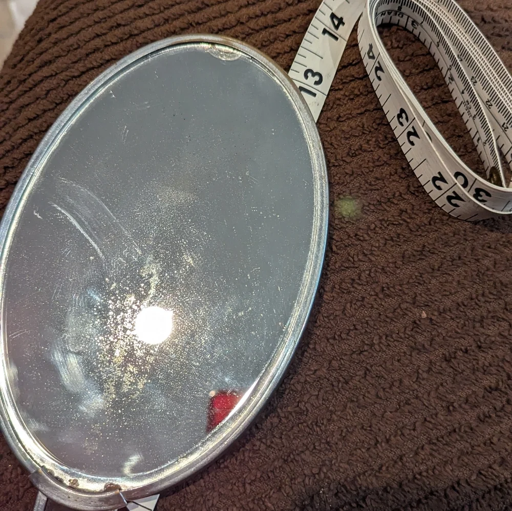 Art Deco Style Silver and Black Vanity Hand Mirror
